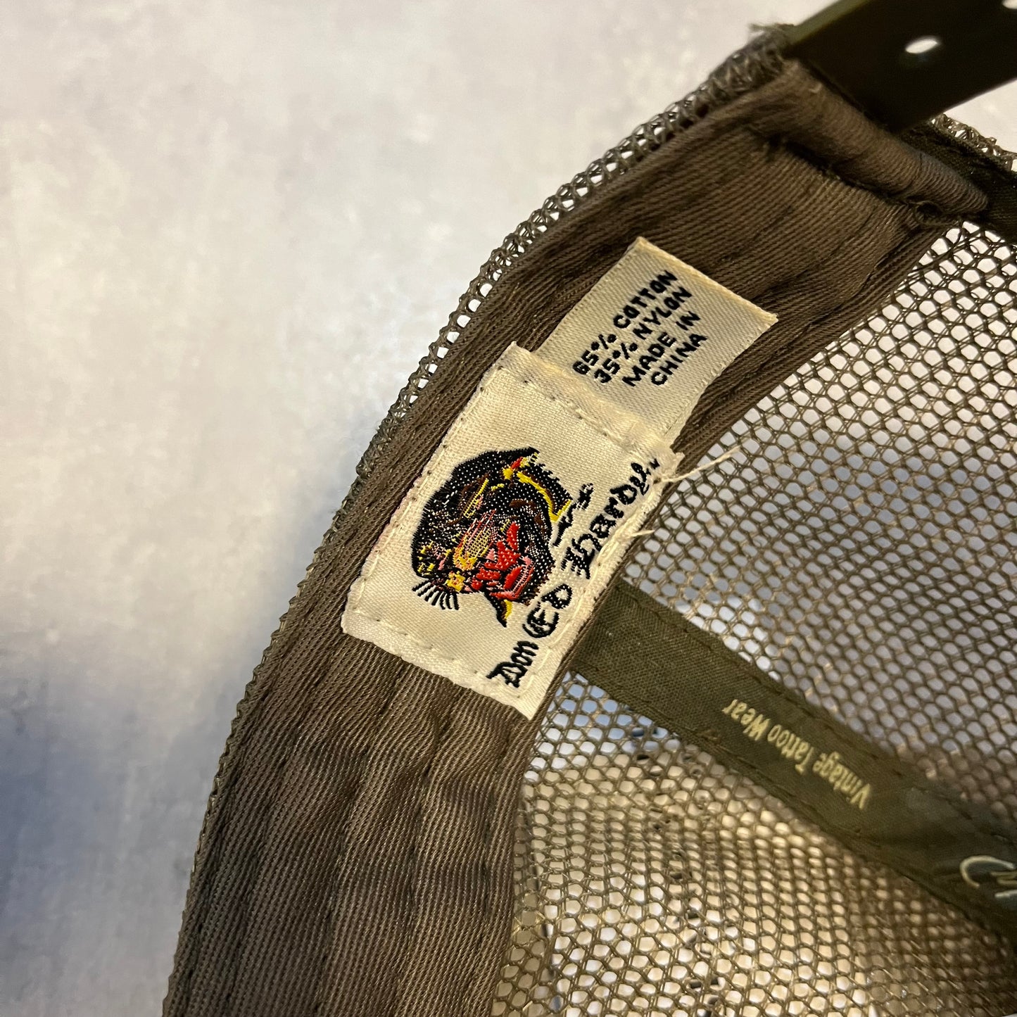 Y2K Ed Hardy Beige Skull Hat