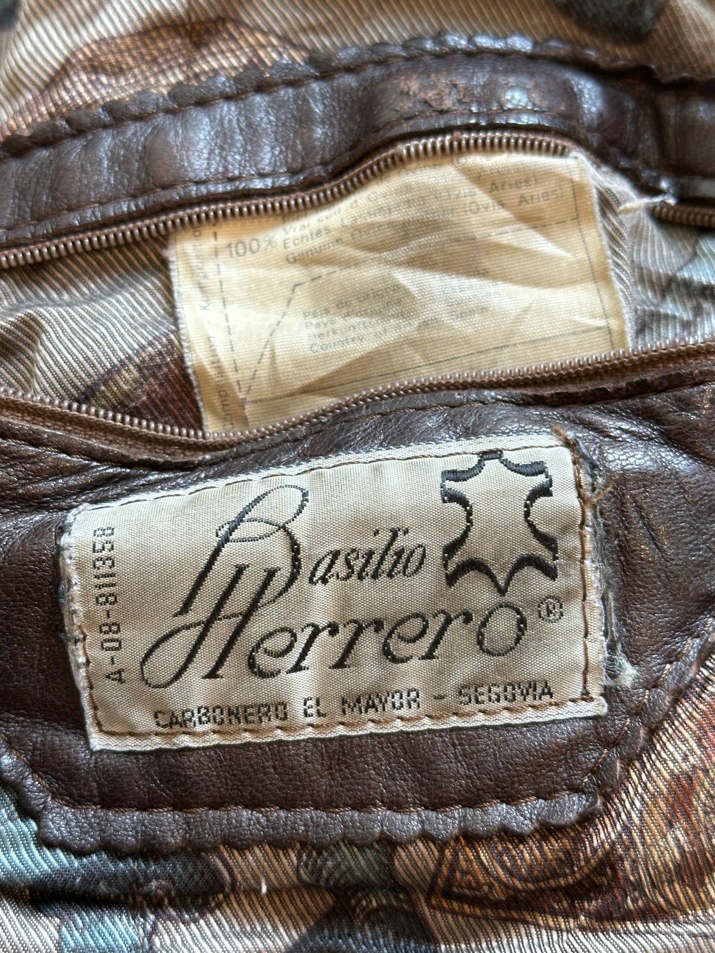 Vintage 80's Basillo Herrero Spanish Leather Jacket