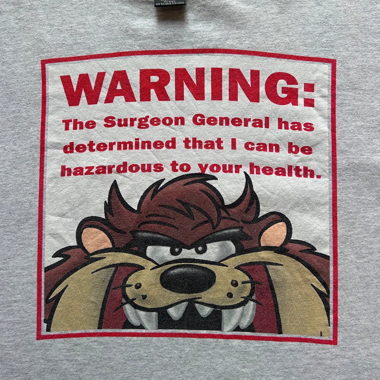 Vtg 1998 Warner Brothers Taz Warning Tee