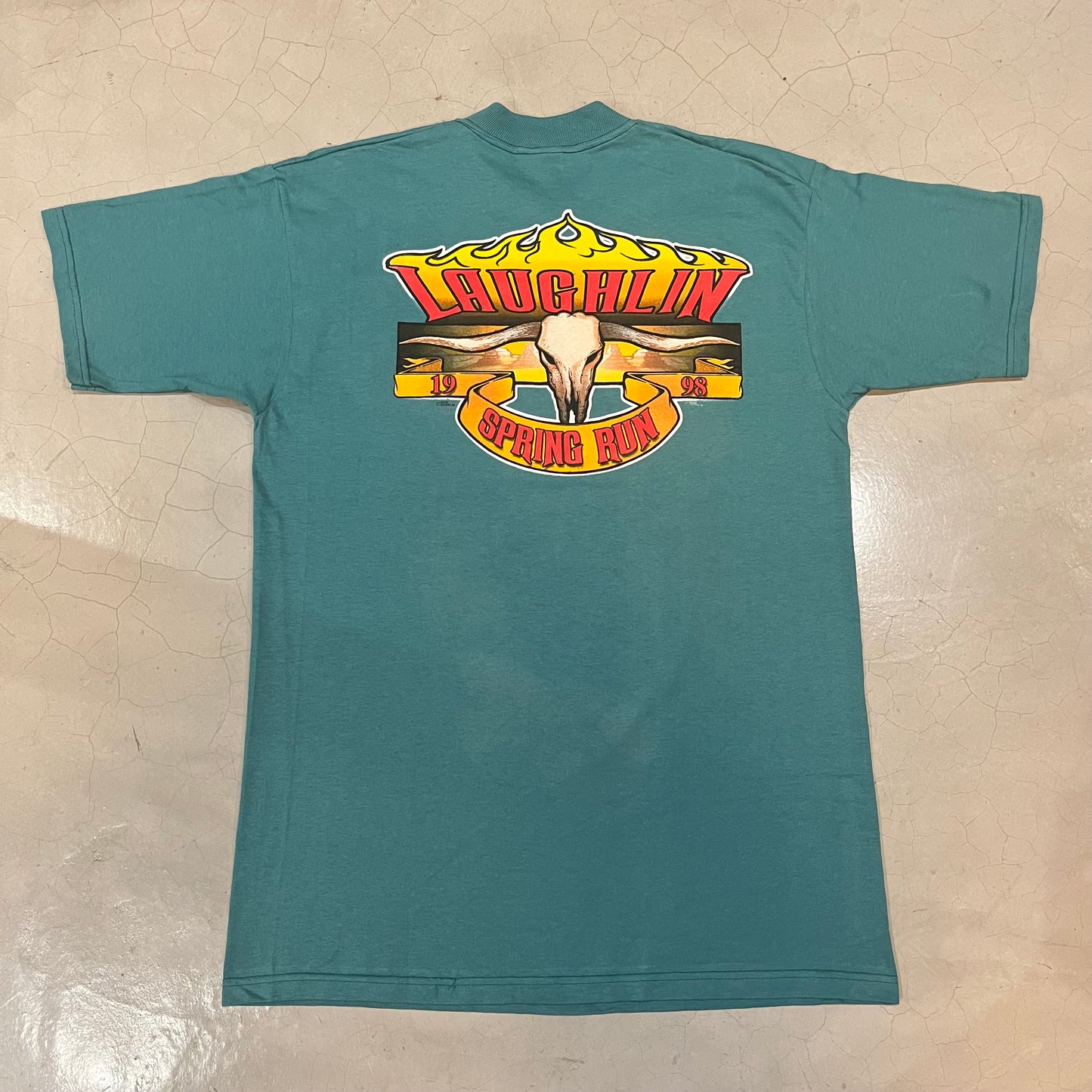 Vintage 1998 Laughlin Spring Run Biker Rally T-Shirt (Green)
