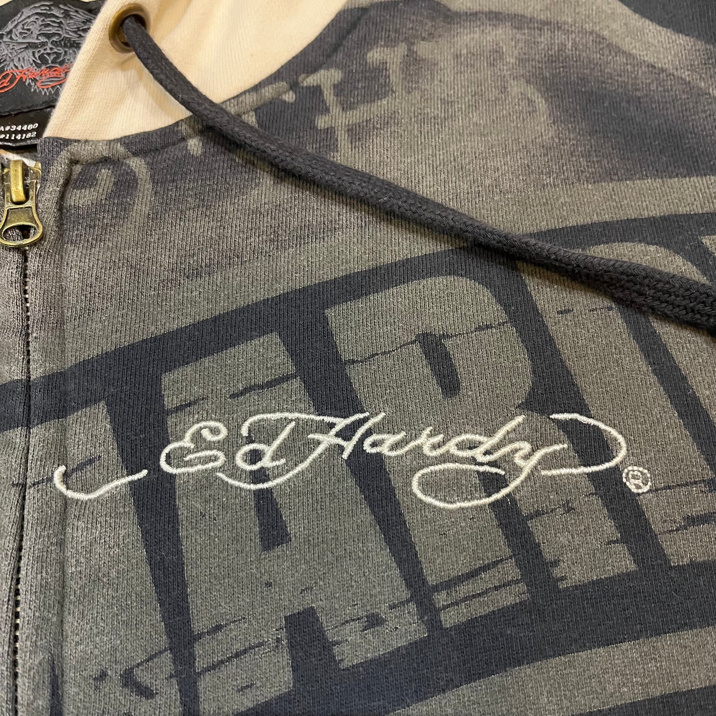 Vintage Y2K Christian Audigier Ed Hardy Tiger Zip-Up Hoodie