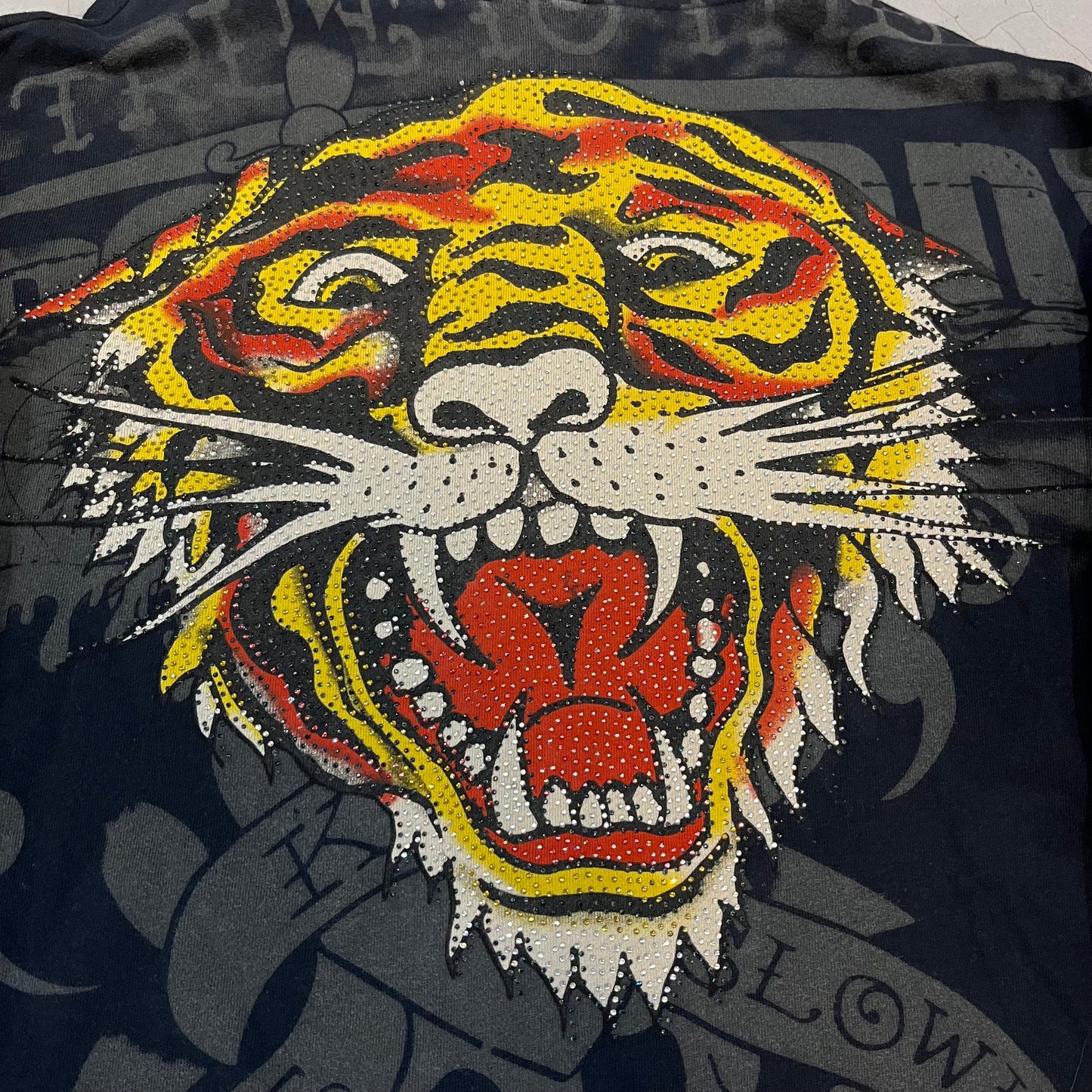Vintage Y2K Christian Audigier Ed Hardy Tiger Zip-Up Hoodie