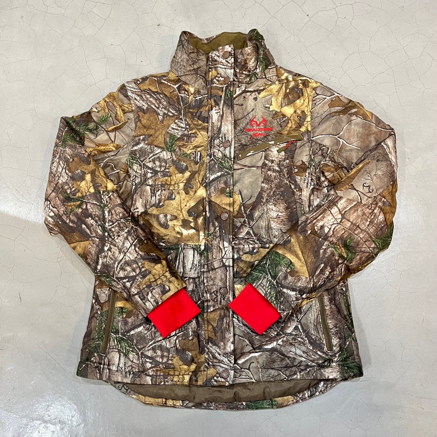 Realtree Camo Jacket With Red Sleeves