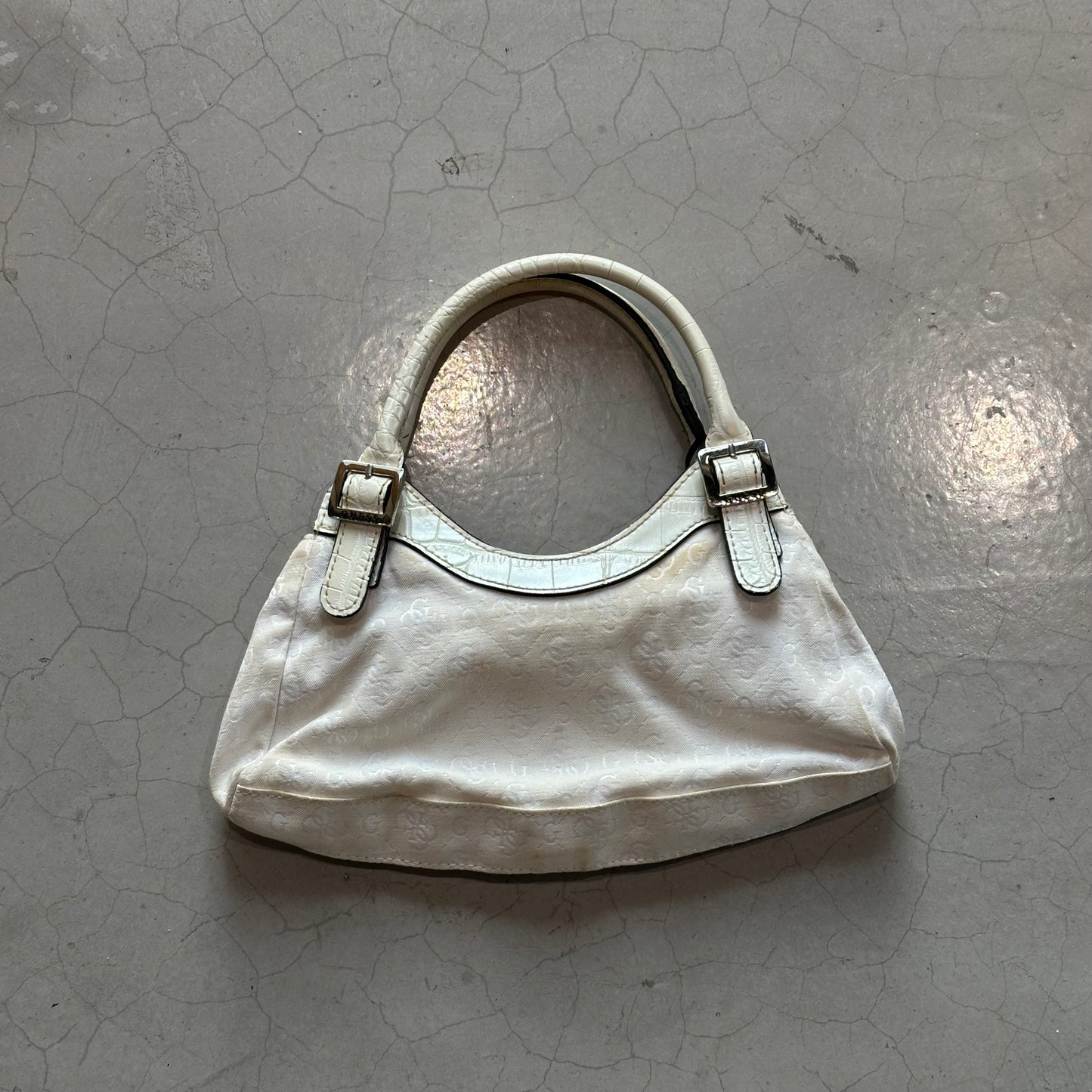 Vtg Guess White Handbag
