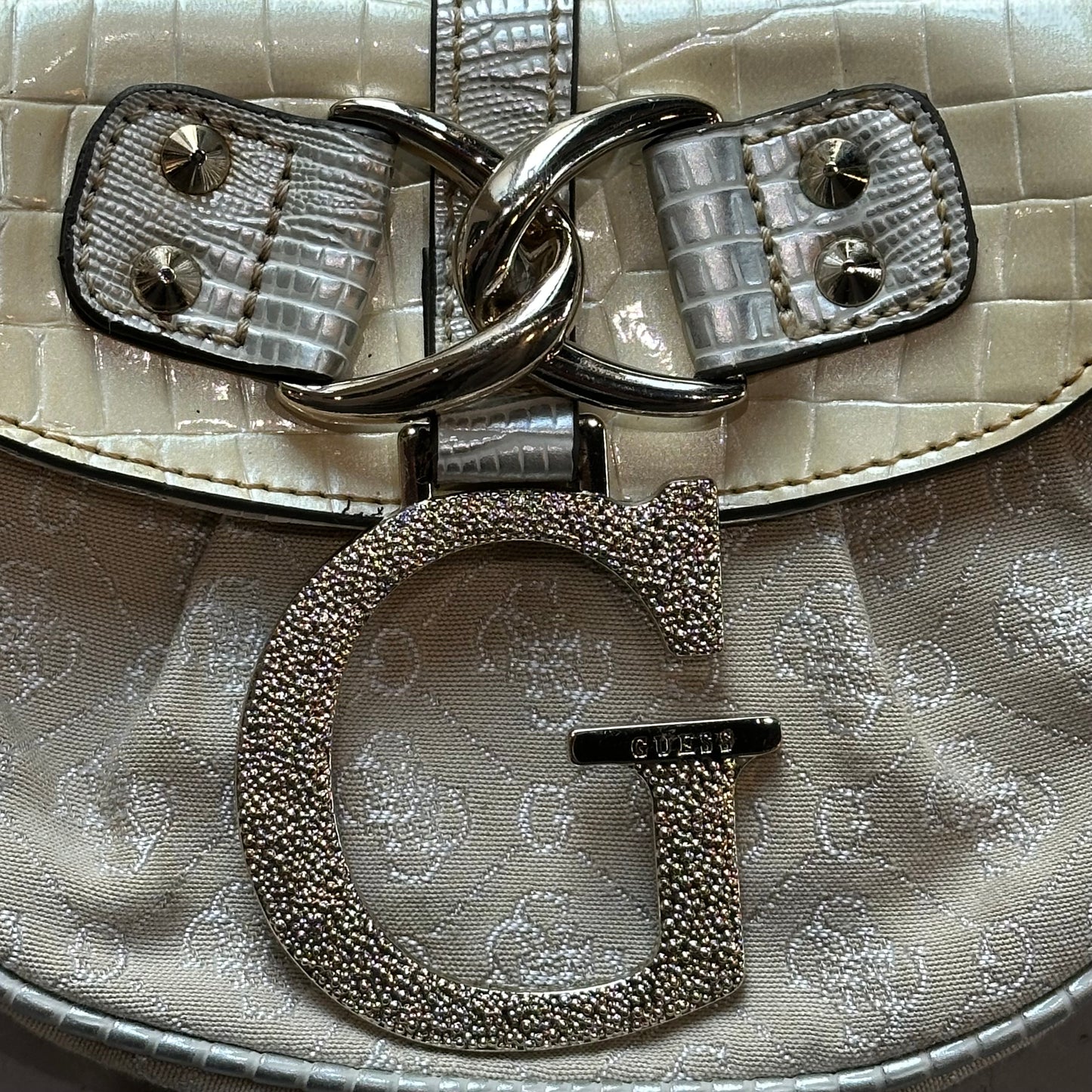 Vtg Guess Bedazzled Logo Handbag