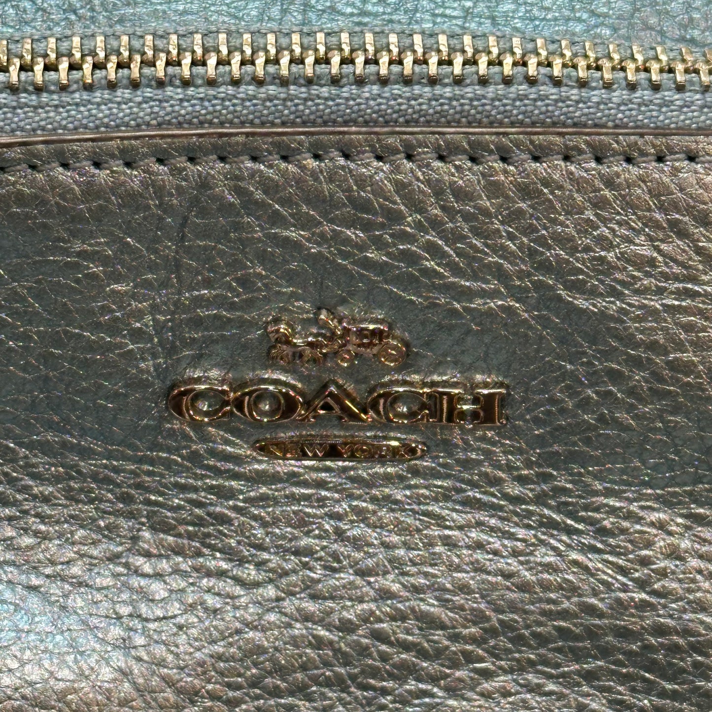 Coach Leather Metallic Blue Belt Bag