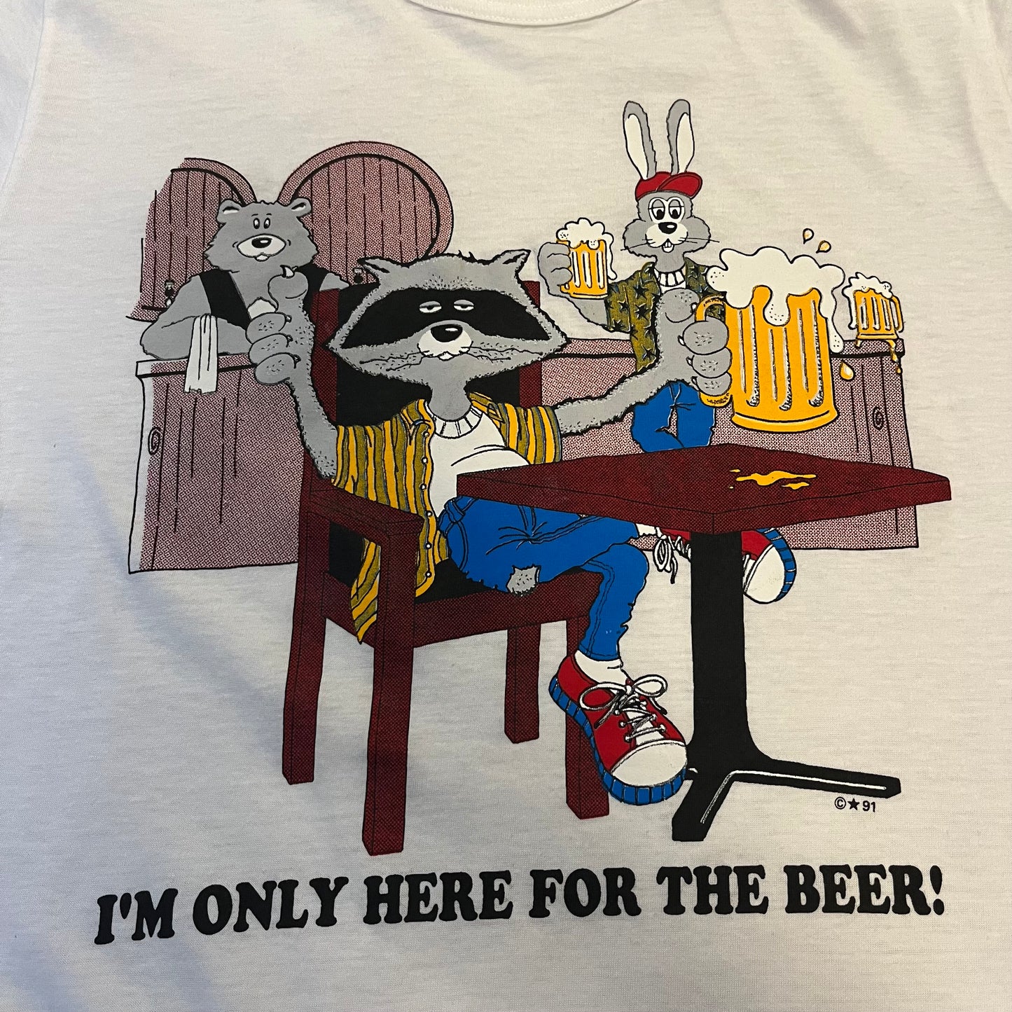 Vintage 90s I'm Only Here For The Beer T-Shirt