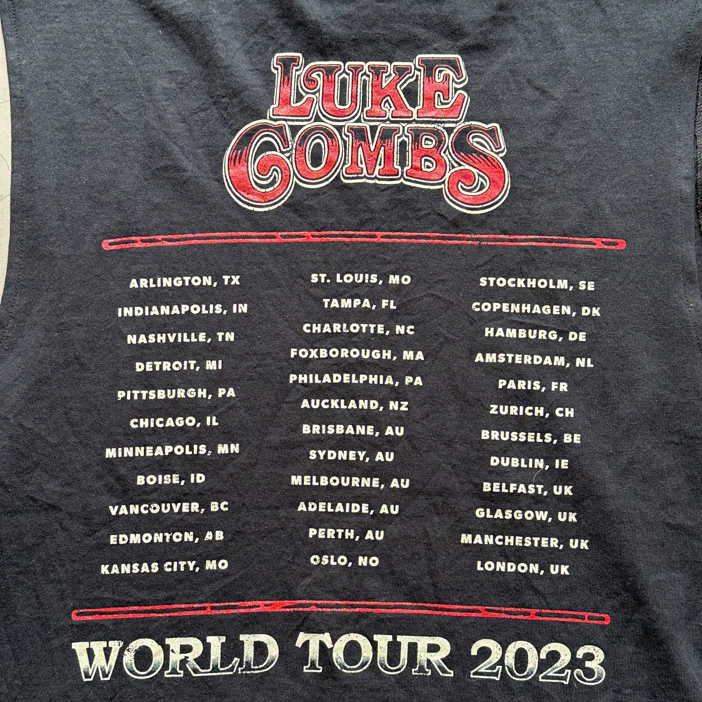 Luke Combs Sleveeless 2023 Tour T-Shirt