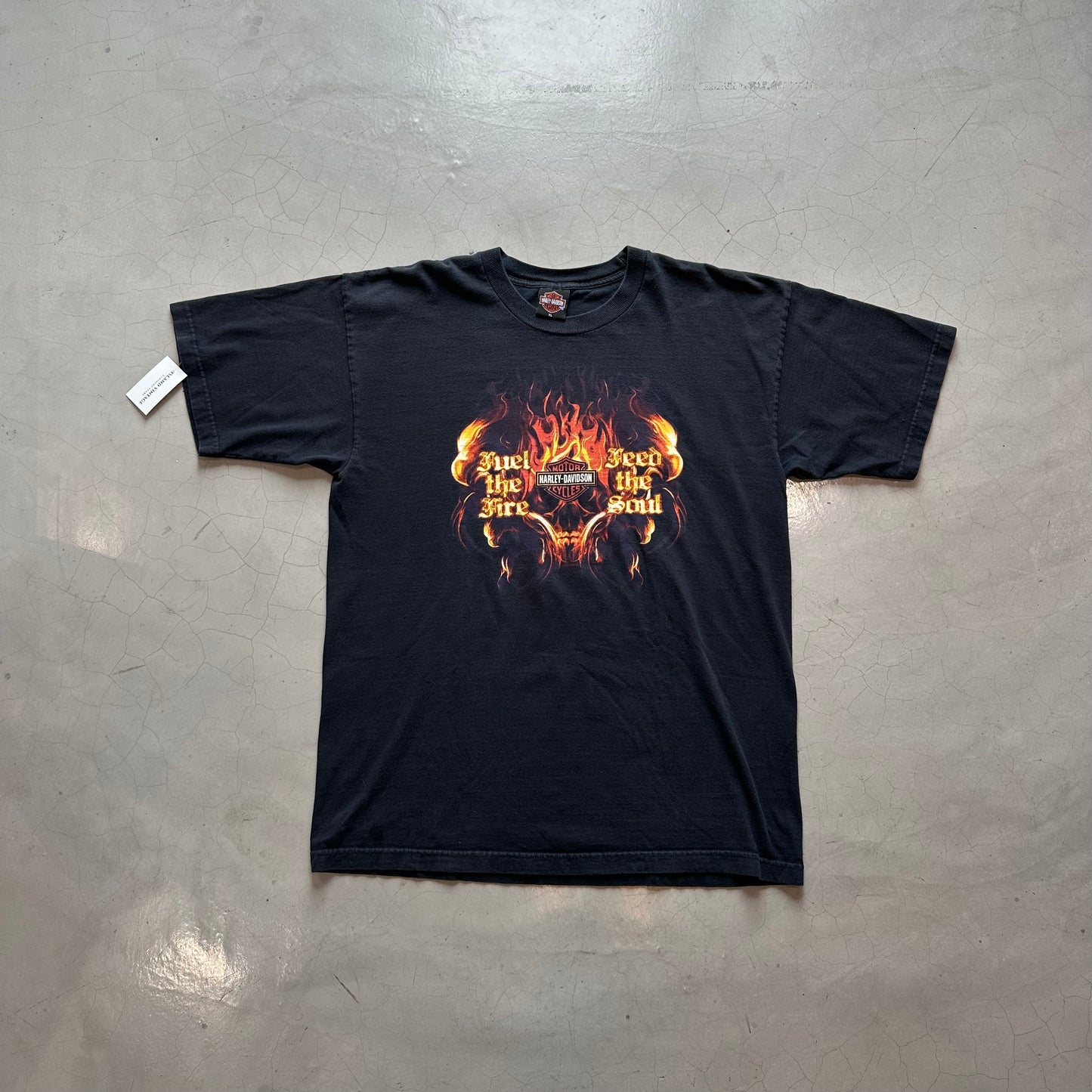 Vtg 2005 Flames Feed The Soul Qatar Harley Davidson T-Shirt