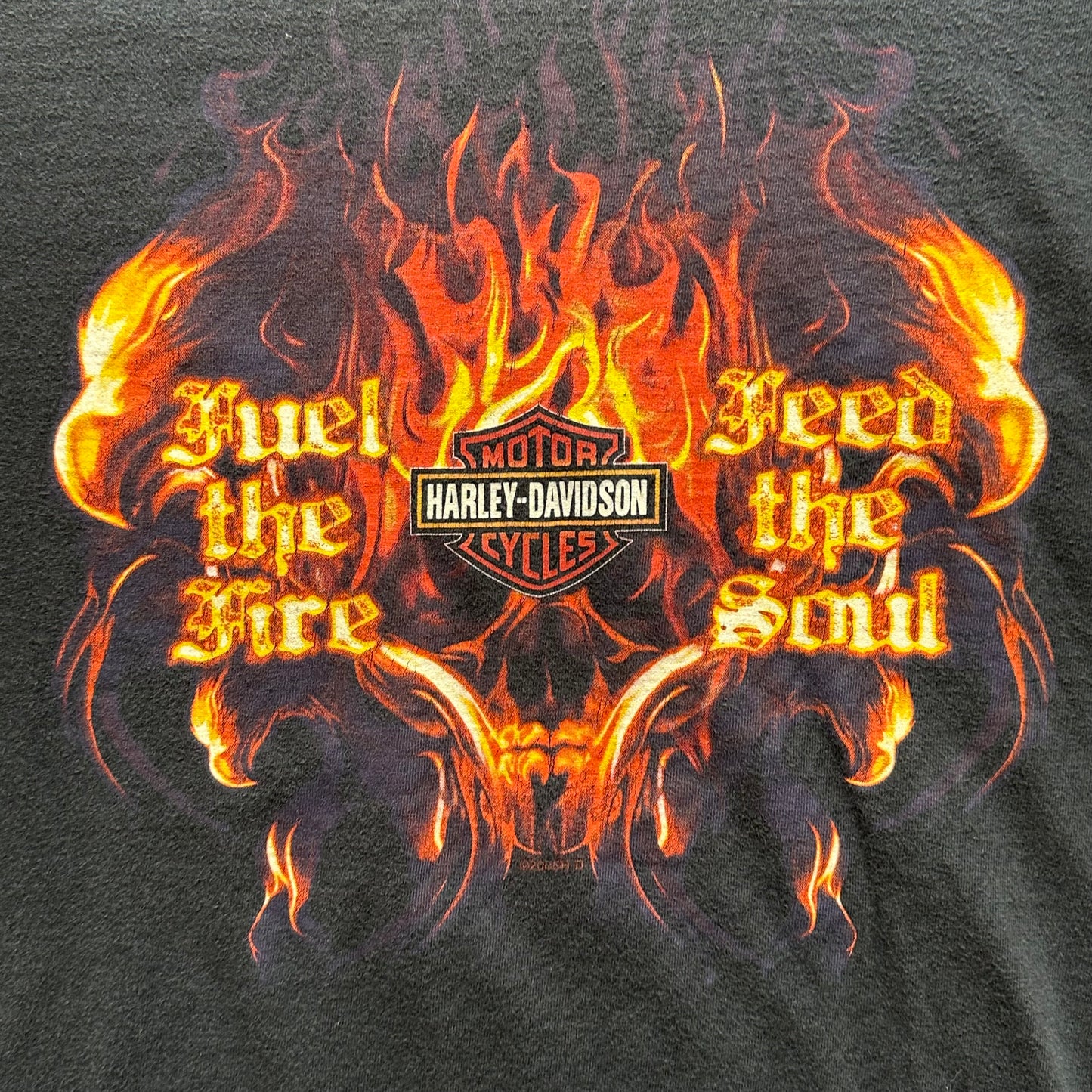 Vtg 2005 Flames Feed The Soul Qatar Harley Davidson T-Shirt