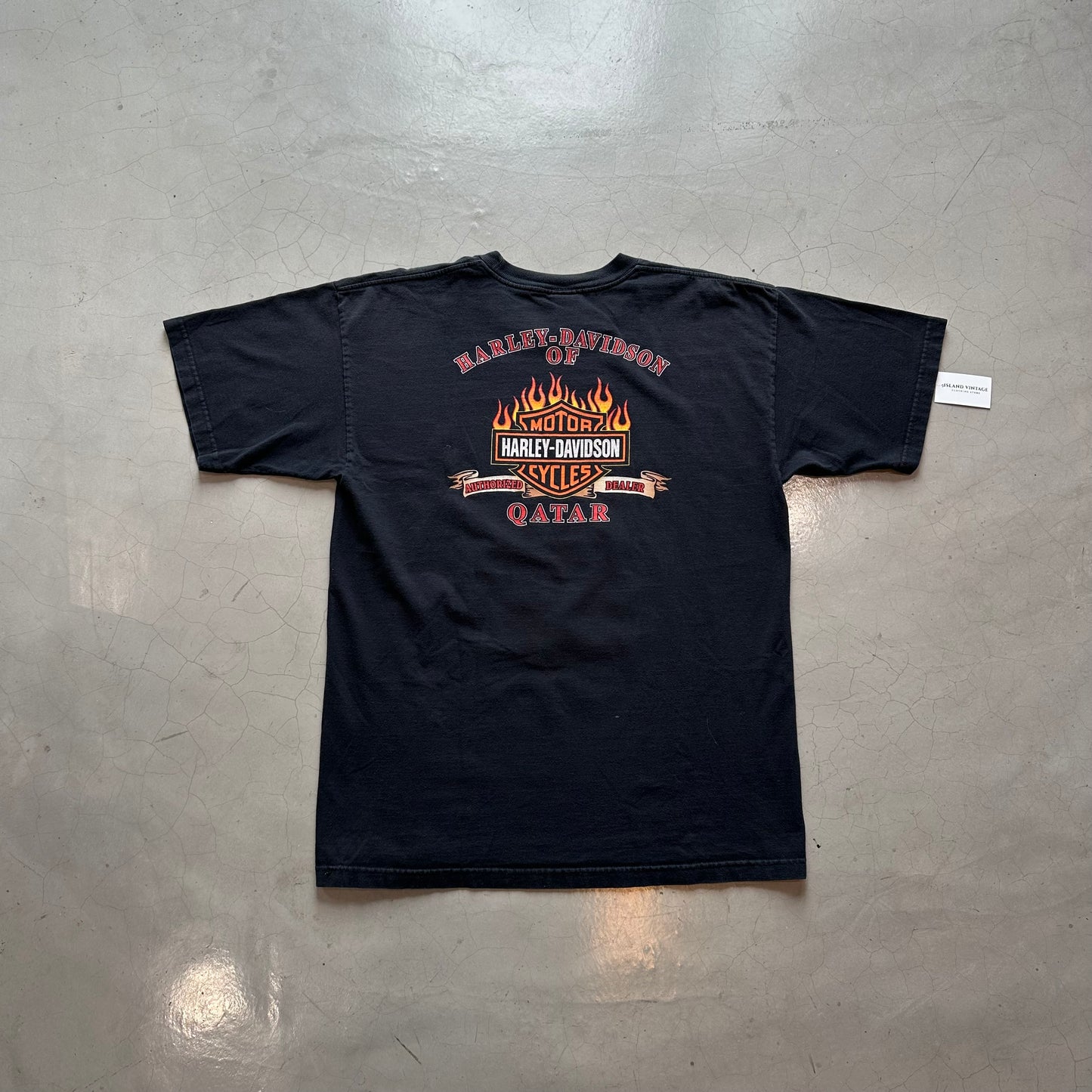 Vtg 2005 Flames Feed The Soul Qatar Harley Davidson T-Shirt