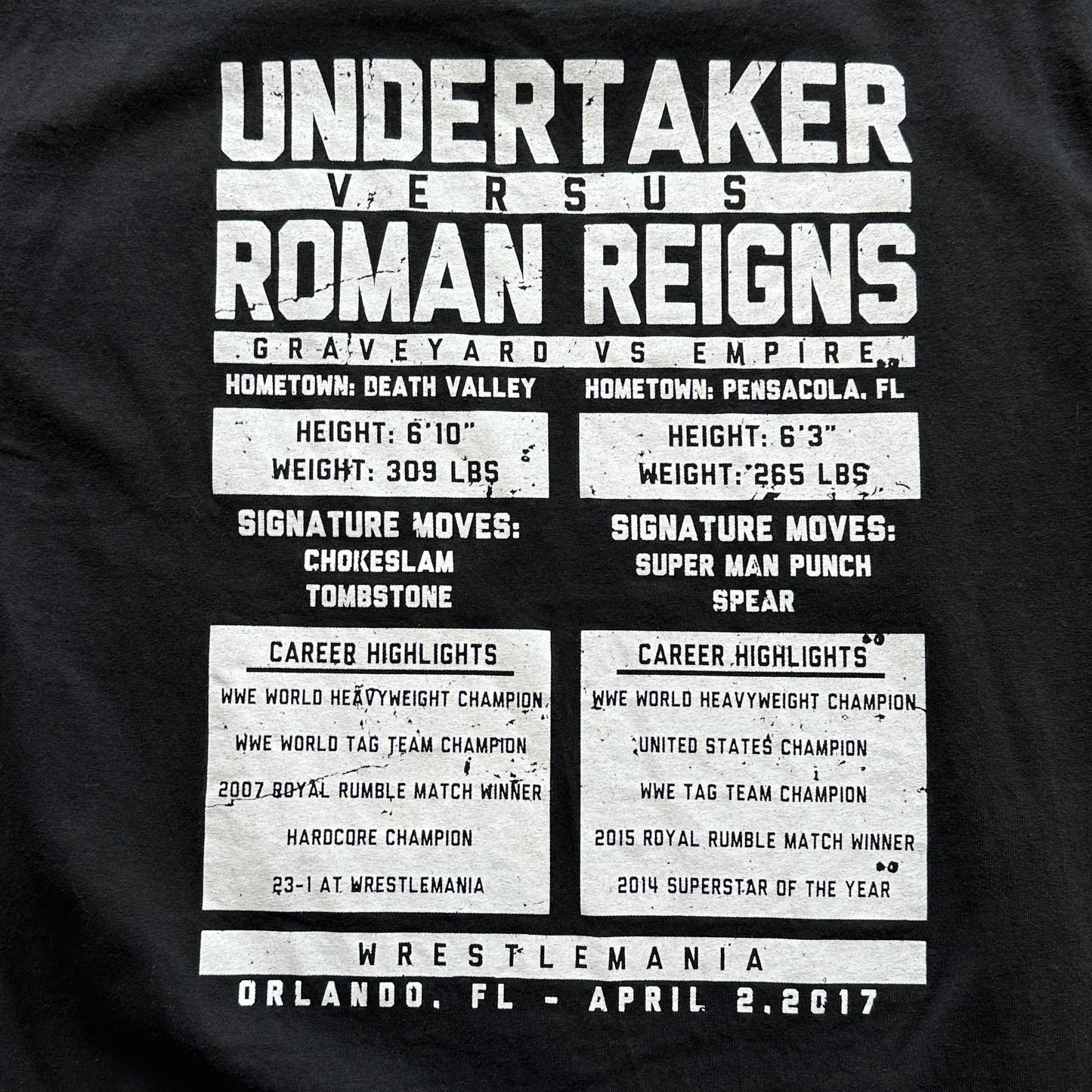 WWE Wrestelemania Taker vs Reigns T-Shirt
