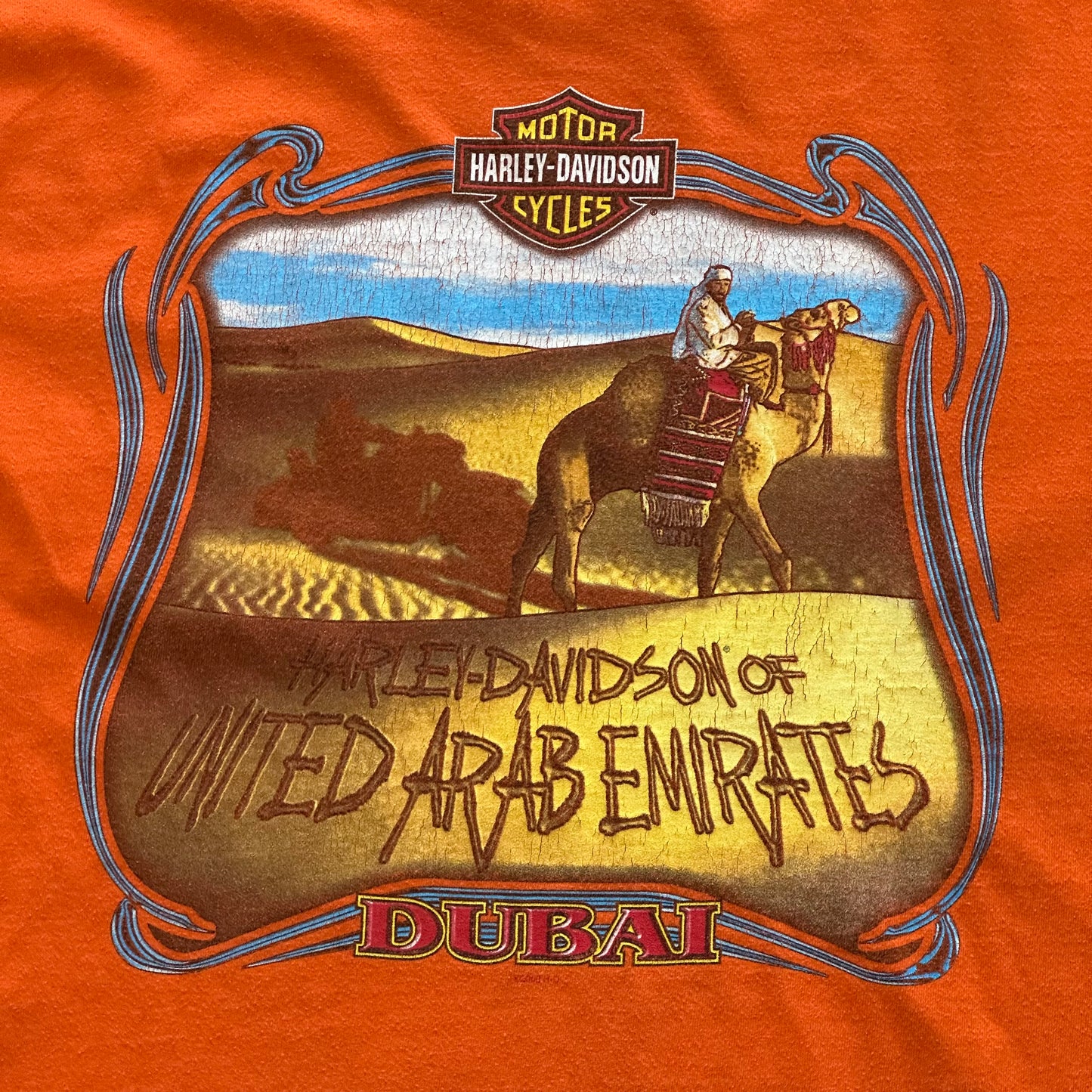 Vintage 2004 UAE Harley Davidson Orange T-Shirt
