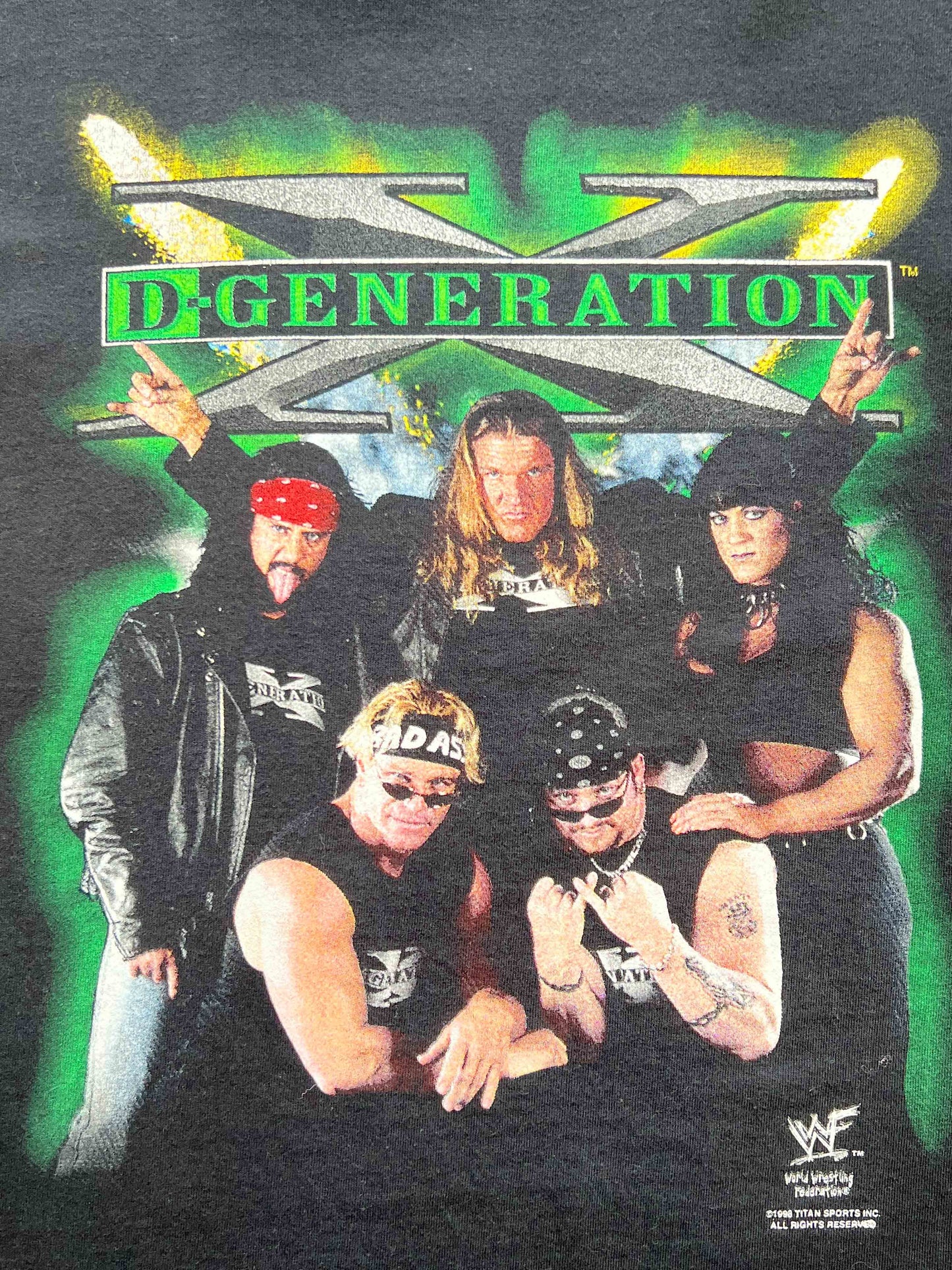 Vtg 1999 DX WWF T-Shirt (HHH, CHYNA, XPAC)