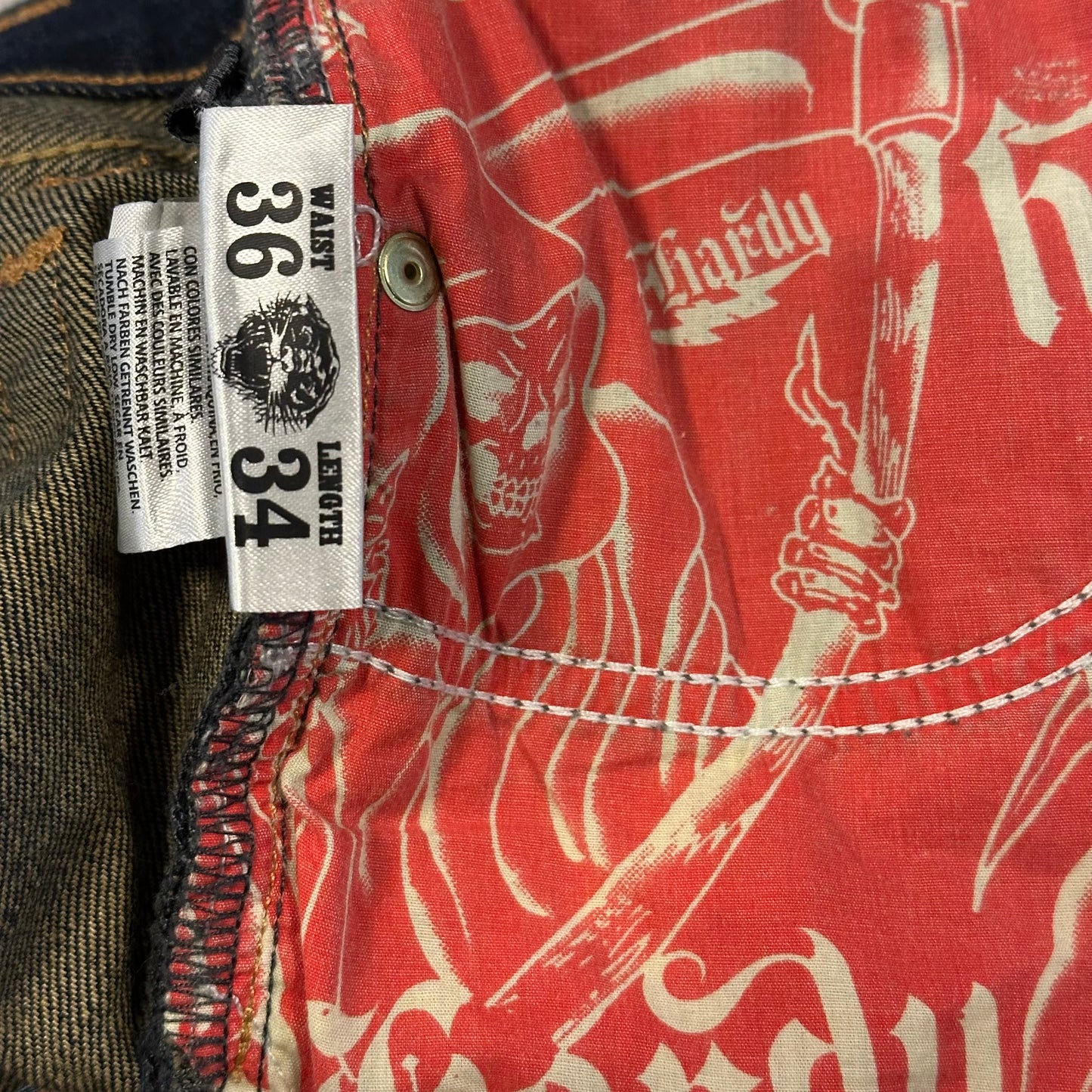 Vintage Ed Hardy printed pattern jeans