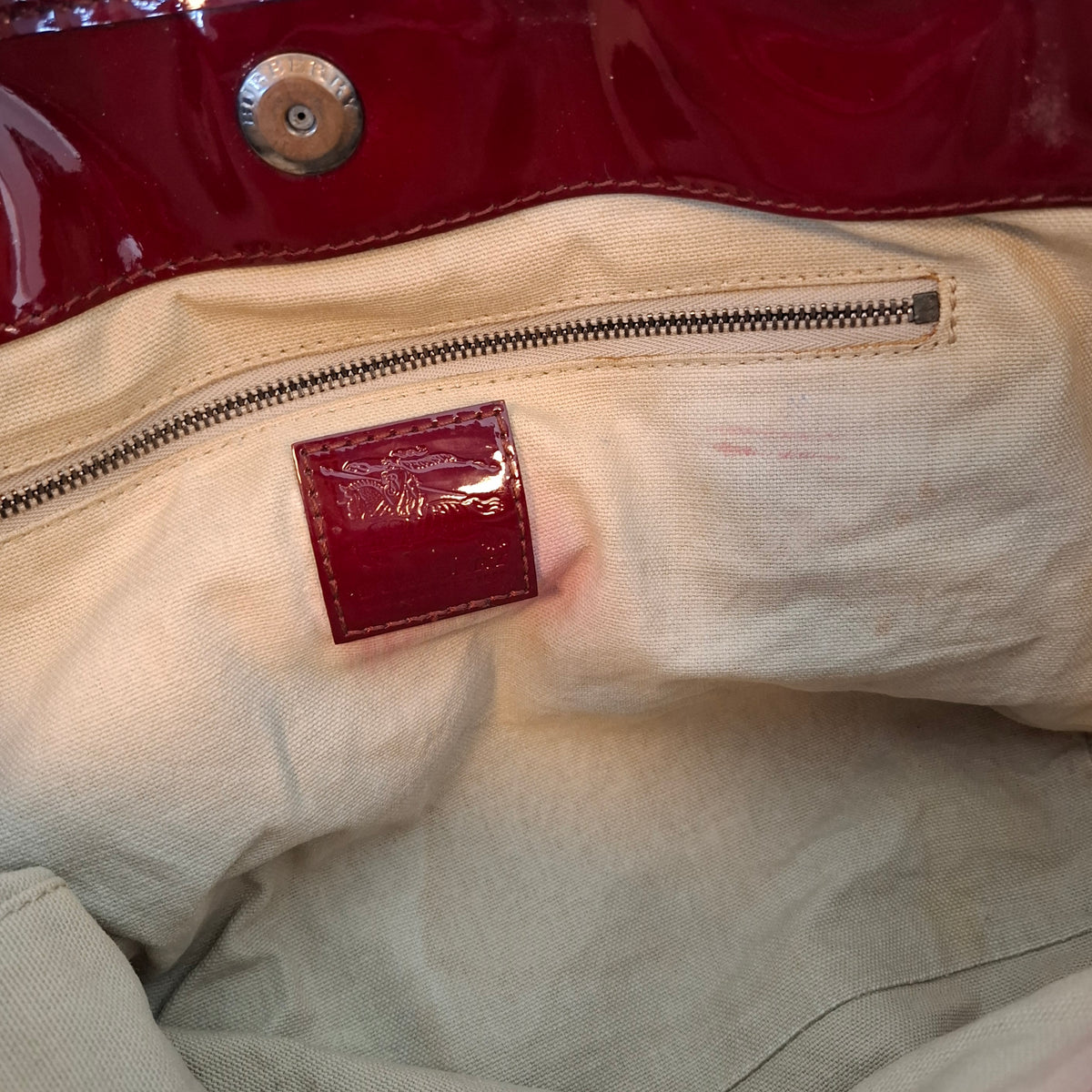 Burberry Nova Check Heart Burgundy Tote Bag