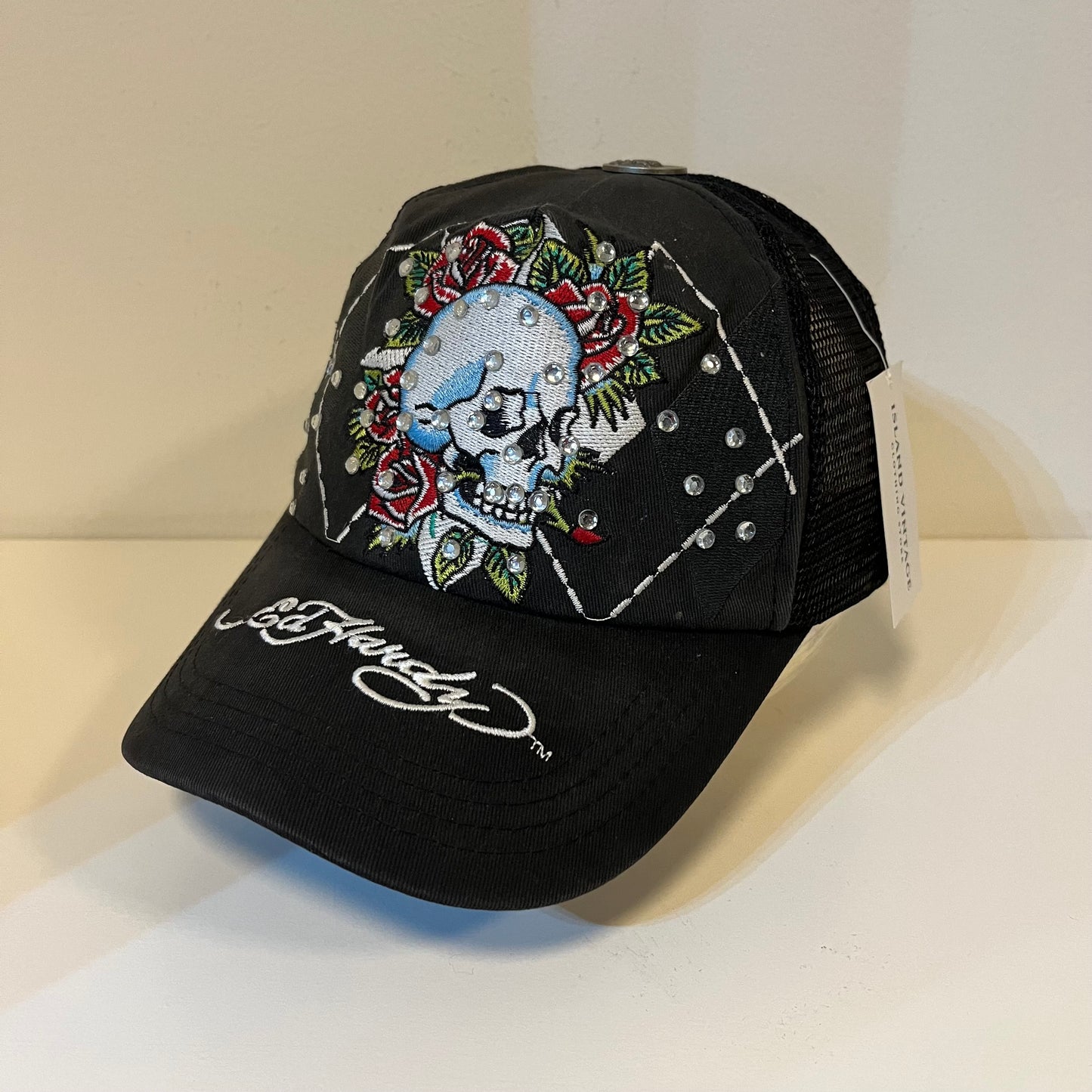 Y2K Ed Hardy Skull Rose Hat