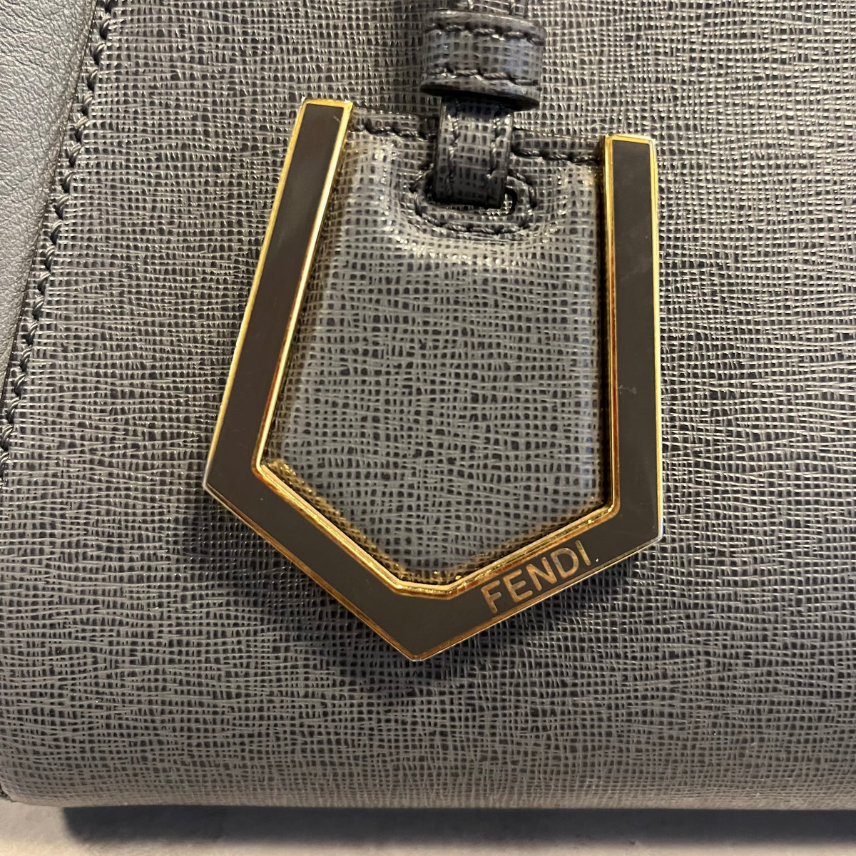 FENDI Grey Leather Mini 2Jours Tote Bag