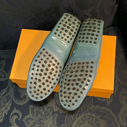 TOD’s Gommino Penny Slot Patent-Leather Loafers (Blue)