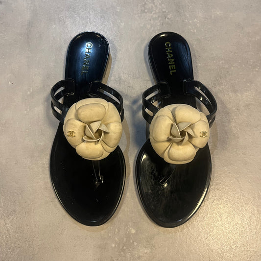 Chanel Camellia Flat Sandals