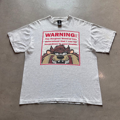Vtg 1998 Warner Brothers Taz Warning Tee