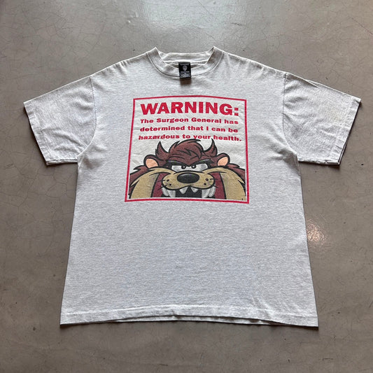 Vtg 1998 Warner Brothers Taz Warning Tee