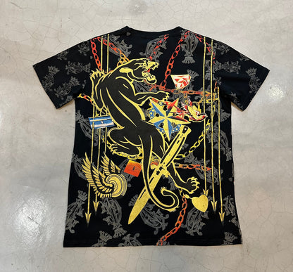 Y2K Christian Audigier Mega Print Crown Tee