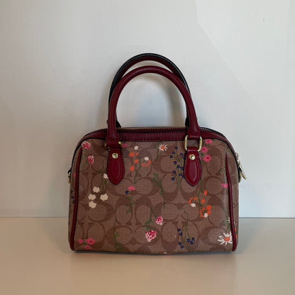 Coach New York Floral Mini Rowan Satchel Bag