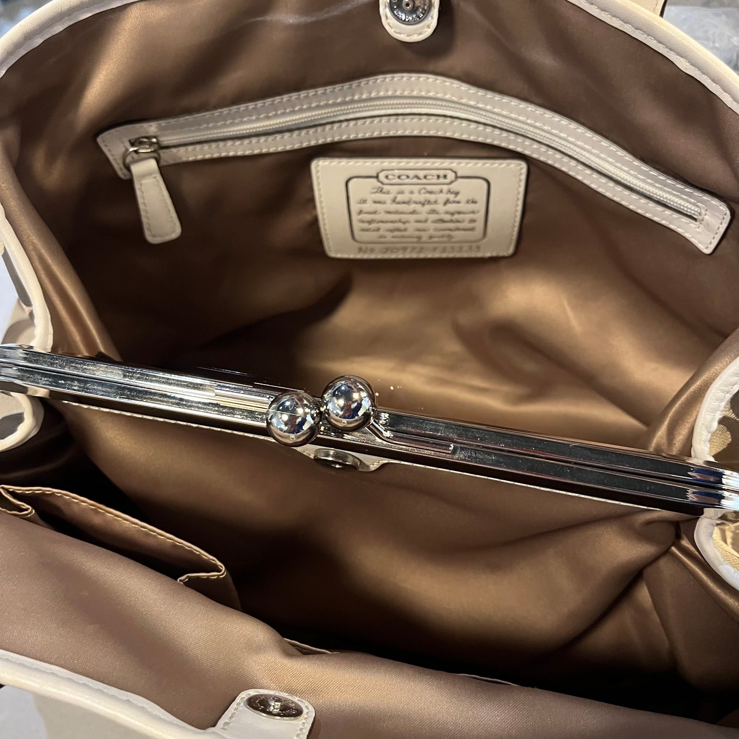 Coach Signature Canvas Kisslock Framed Bag