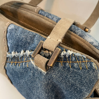 Vintage Dolce & Gabbana Denim/Suede Satchel Bag