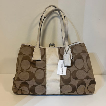 Coach Signature Canvas Kisslock Framed Bag