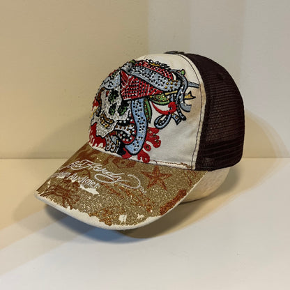Y2K Ed Hardy Glitter Skull Hat