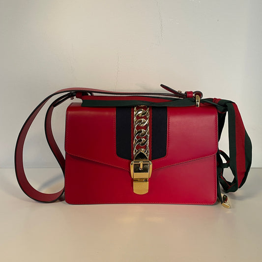 Gucci Calfskin Sylvie Shoulder Bag