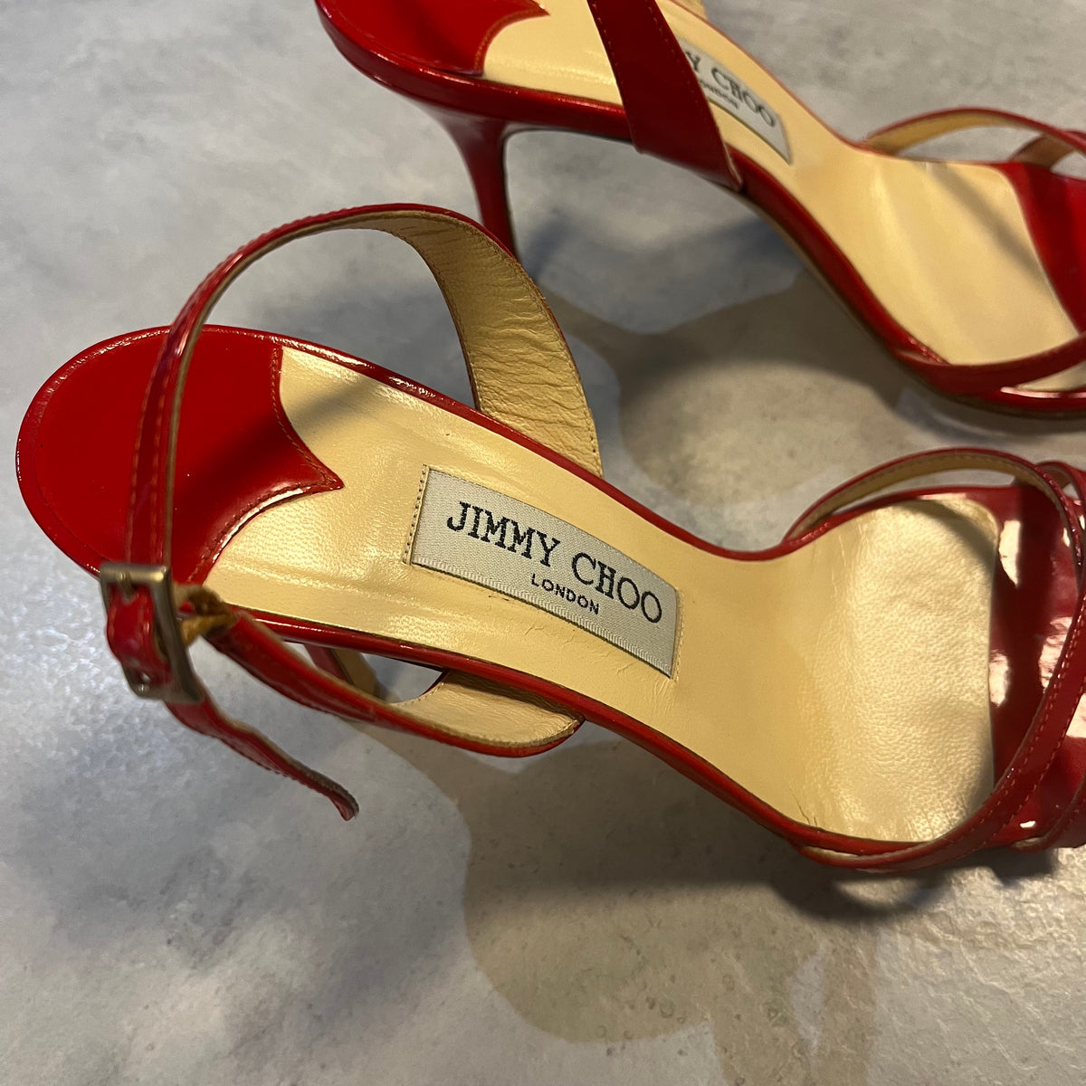 Jimmy Choo Red Patent Slingback Sandals