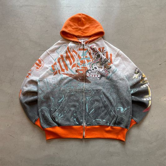 Y2K Ed Hardy by Christian Audigier Mega Print Jacket