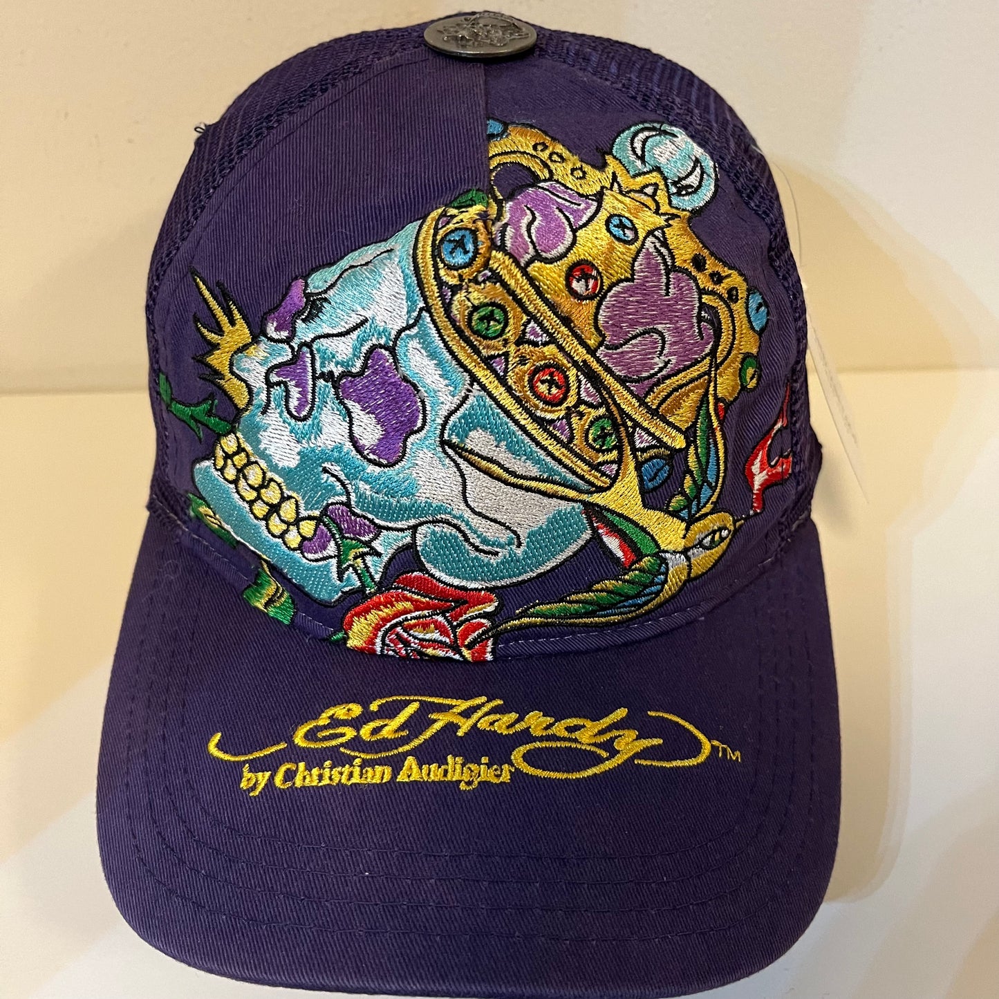 Y2K Ed Hardy Purple Skull Hat
