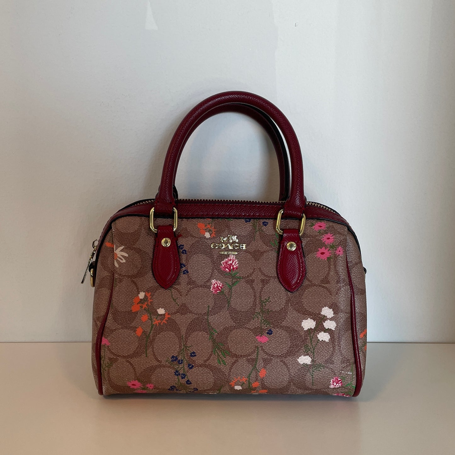 Coach New York Floral Mini Rowan Satchel Bag