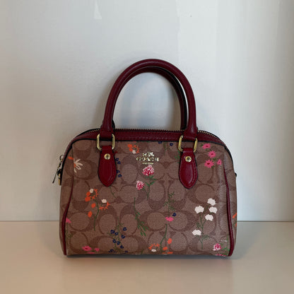 Coach New York Floral Mini Rowan Satchel Bag