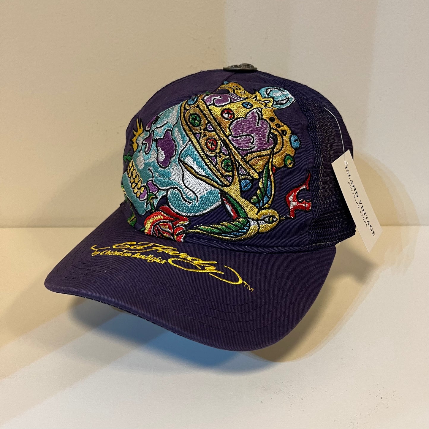Y2K Ed Hardy Purple Skull Hat