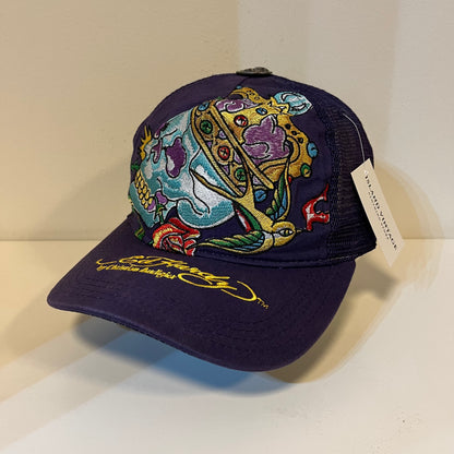 Y2K Ed Hardy Purple Skull Hat