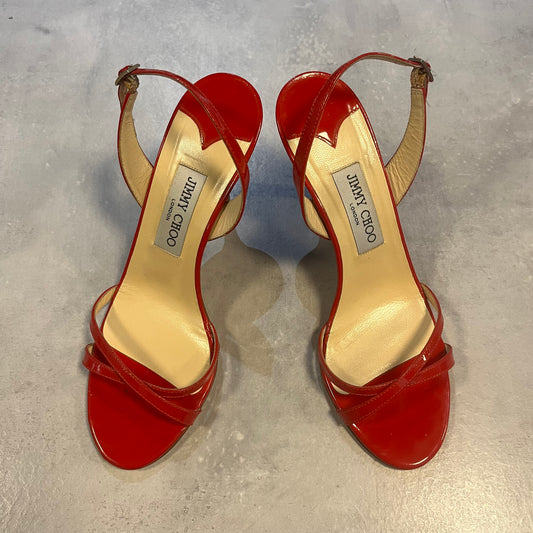 Jimmy Choo Red Patent Slingback Sandals