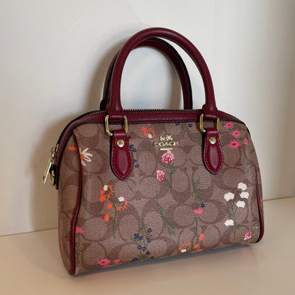 Coach New York Floral Mini Rowan Satchel Bag