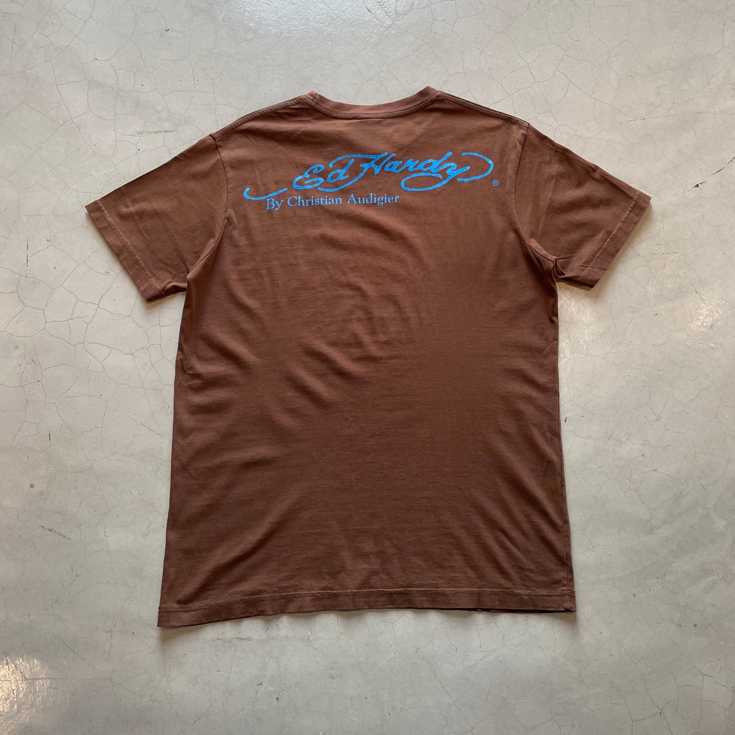 Y2K Ed Hardy by Christian Audigier Love Kills Slowly Brown Tee