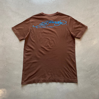 Y2K Ed Hardy by Christian Audigier Love Kills Slowly Brown Tee