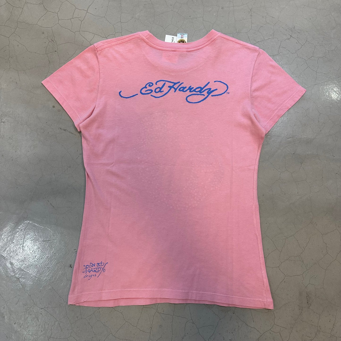 Y2K Ed Hardy by Christian Audigier Pink Bulldog Tee