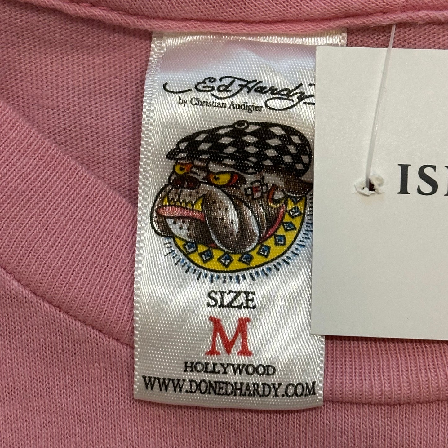 Y2K Ed Hardy by Christian Audigier Pink Bulldog Tee