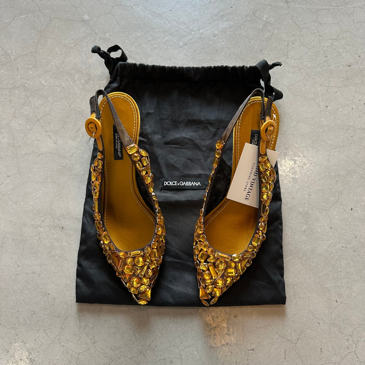 Dolce & Gabbana Crystal W/ Sling back lace heels