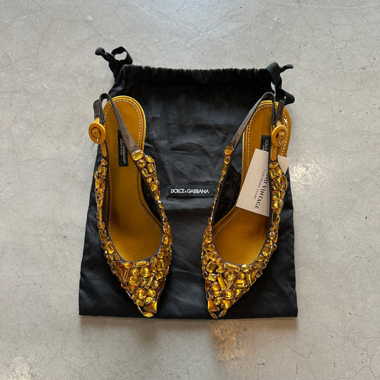 Dolce & Gabbana Crystal W/ Sling back lace heels