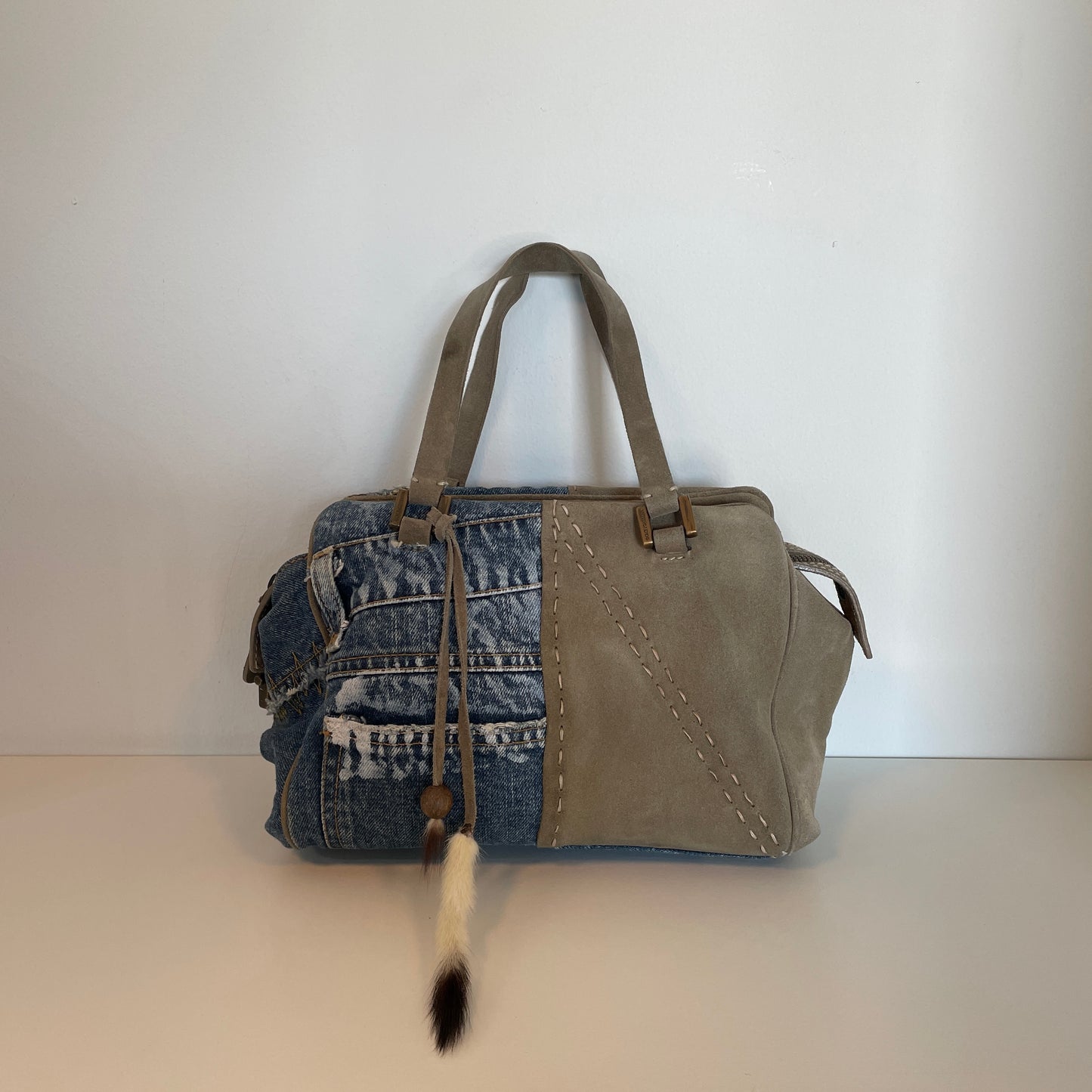 Vintage Dolce & Gabbana Denim/Suede Satchel Bag