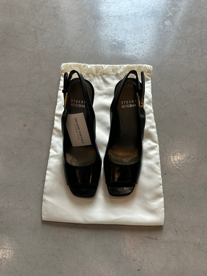 Stuart Weitzman Leather Peep Heels